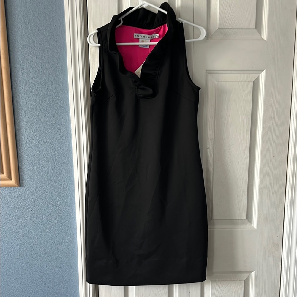 Black Sleeveless Dress with Pink Lining